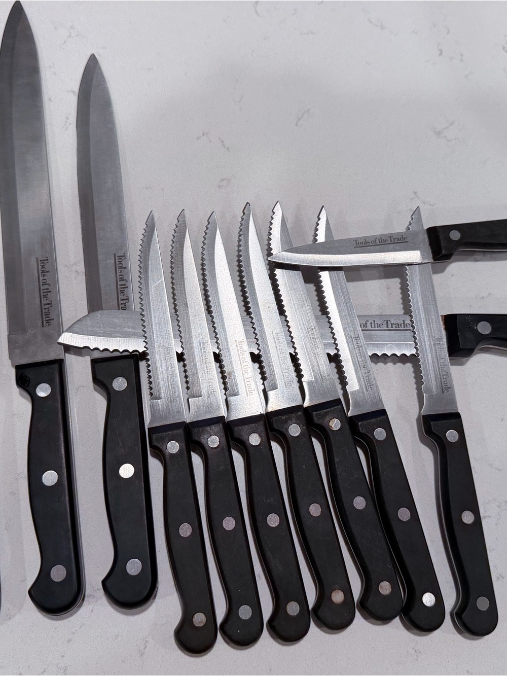 Black-handled Serrated Steak Knife Set by